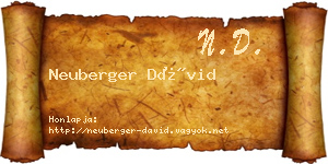 Neuberger Dávid névjegykártya